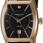 Kenneth Cole New York Men’s ‘Diamond’ Quartz Stainless Steel and Leather Dress Watch, Color:Black (Model: 10030819)