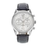 Bell and Ross Vintage Officer Silver Dial Stainless Steel Grey Leather Mens Watch BRG126-WH-ST-SCR