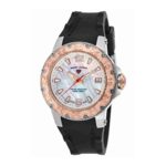 Swiss Legend 14098Sm-Sr-02 Ultrasonic Black Silicone Mother Of Pearl Dial Rose-Tone Bezel Watch