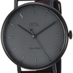 Vestal ‘Sophisticate’ Swiss Quartz Stainless Steel and Leather Dress Watch, Color:Brown (Model: SP42L09.DB)