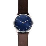 Skagen Men’s Holst Slim Quartz Stainless Steel and Leather Casual Watch, Color: Silver-Tone, Brown (Model: SKW6237)