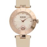 Versus by Versace Women’s ‘New Logo’ Quartz Stainless Steel and Leather Casual Watch, Color:Beige (Model: S77140017)