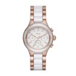DKNY Women’s ‘Chambers’ Quartz Stainless Steel and Ceramic Casual Watch, Color:Rose Gold-Toned (Model: NY2498)