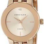 Anne Klein Women’s AK/1930RGRG Diamond-Accented Dial Rose Gold-Tone Bracelet Watch