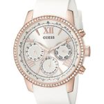 Guess Women’s Stainless Steel Classic Silicone Watch, Color Rose Gold-Tone/White (Model: U0616L1)