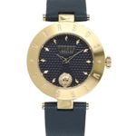 Versus by Versace Women’s ‘New Logo’ Quartz Stainless Steel and Leather Casual Watch, Color:Blue (Model: S77050017)