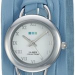 La Mer Collections Women’s LMSATURN1508 Wedgewood Stainless Steel Watch with Blue Leather Wrap Band