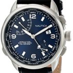 Nautica Men’s NAD19507G NWT 01 Stainless Steel Watch with Leather Band