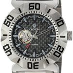 CROTON Men’s ‘Vortex’ Japanese Stainless Steel Automatic Watch, Color:Silver-Toned (Model: CA301284SSBK)