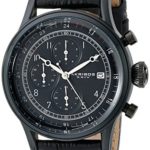 Akribos XXIV Men’s AK798BK Chronograph Quartz Movement Watch with Black Dial and Leather Strap