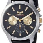 Vestal ‘Heirloom Chrono’ Quartz Stainless Steel and Leather Dress Watch, Color:Black (Model: HEI39CL05.BK)