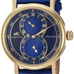 Adee Kaye Men’s Steel and 14K Gold and Leather Automatic Watch, Color Blue (Model: AK5665-MGBU)