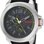 BOSS Orange Men’s Quartz Stainless Steel and Leather Casual Watch, Color Grey (Model: 1513347)