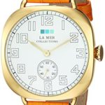 La Mer Collections Women’s Quartz Metal and Leather Casual Watch, Color Orange (Model: LMOVW9503)