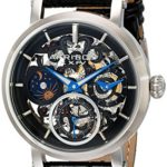 Akribos XXIV Men’s AK745SSB Automatic Movement Watch with Black and See Thru Dial and Black Leather Strap