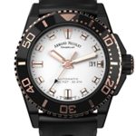 Armand Nicolet Men’s Diver Automatic Watch Black Rose Gold Tone with Rubber Bracelet A480AQS-AS-GG4710N