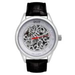 Croton Men’s ‘Imperial’ Automatic Metal and Leather Watch, Color:Black (Model: CI331095SSDW)
