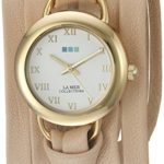 La Mer Collections Women’s LMSATURN15004 Gold-Tone Watch with Wraparound Leather Band