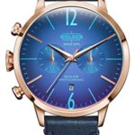 Welder Moody Blue Leather Dual Time Rose Gold-Tone Watch with Date 42mm