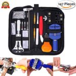 Watch Jewelry Repair Tool Kit, TFSeven Professional 147Pcs Repair Tool Set with Back Opener Band Pin Strap Link Remover with Hammer Screwdrivers Wrench Cutter Spring Bar for Men Women Kids Wristwatch