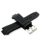 Swiss Legend 24MM Black Silicone Watch Strap Stainless Silver Buckle fits 19mm Abyssos Watch