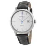 Montblanc Meisterstuck Heritage Silver Dial Black Leather Mens Watch 111622