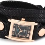 La Mer Collections Women’s LMLW7010 Layered Wraps Black Sequin Layer Black Face Watch