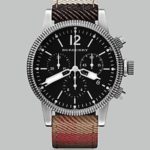 Burberry Mens Utilitarian Nova Check Leather Strap Chronograph Watch BU7815