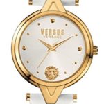 Versus Versace V_VERSUS eyelets Womens IP Gold White Leather Analog Stainless Steel Watch SCI040016