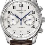 Longines Master Chronograph Silver Dial Brown Leather Mens Watch L26294783
