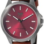 Vestal Quartz Stainless Steel and Leather Casual Watch, Color:Brown (Model: HEI393L14.LBWH)