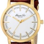 Kenneth Cole New York Men’s KC8043 Gold-Tone Watch with Brown Leather Strap