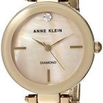 Anne Klein Women’s AK/2472TMGB Diamond-Accented Gold-Tone Mesh Bracelet Watch