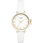 Kate Spade Watches Gold-Tone and White Silicone Park Row Watch