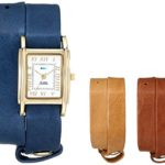 La Mer Collections Women’s LMGB001 Gold-Tone Watch with Three Interchangeable Leather Wrap Bands
