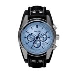 Fossil Men’s Coachman Quartz Stainless Steel and Leather Chronograph Watch, Color: Silver, Black (Model: CH2564)