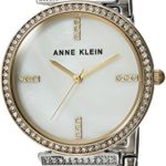 Anne Klein Women’s AK/3147MPTT Swarovski Crystal Accented Two-Tone Textured Bangle Watch
