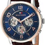 Tommy Hilfiger Men’s Quartz Stainless Steel and Leather Casual Watch, Color Brown (Model: 1791290)