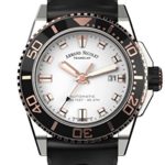 Armand Nicolet Men’s Diver Automatic Watch Black Rose Gold Tone with Rubber Bracelet A480ASN-AS-GG4710N