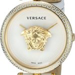 Versace Women’s ‘Palazzo Empire’ Swiss Quartz Gold and Leather Casual Watch, Color:White (Model: VCO040017)