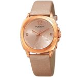 Akribos XXIV Women’s ‘Polished Finish Alloy Case’ Quartz Stainless Steel and Leather Casual Watch, Color:Rose Gold-Toned (Model: AK902PK)