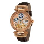 Stuhrling Original Men’s 353A.334K14 “Magistrate” 18k Rose Gold-Layered Automatic Watch with Leather Band
