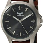 Vestal Quartz Stainless Steel and Leather Casual Watch, Color:Brown (Model: HEI393L16.LBWH)