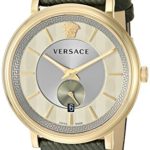 Versace Men’s ‘The Manifesto Edition’ Quartz Stainless Steel and Leather Casual Watch, Color:Green (Model: VBQ030017)