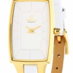Obaku Women’s V120LGIRW  Gold Titanium Coated Slim White Leather Watch