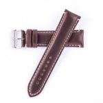 Hadley Roma MS885 22mm Long Watch Band Brown Oil Tan Leather Contrast Stitch