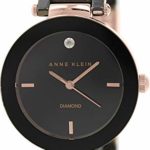 Anne Klein Women’s AK/1018RGBK Diamond Dial Rose Gold-Tone Black Ceramic Bracelet Watch
