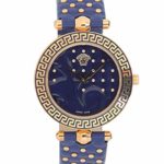Versace Women’s VK7040013 Vanitas Rose Gold Ion-Plated Stainless Steel Blue Genuine Leather Interchangeable Straps Watch Set