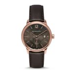 Burberry Men’s BU10012 Check Stamped Round Dial Watch, 40mm – Chocolate Brown/ Rose Gold
