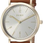 DKNY Women’s ‘Minetta’ Quartz Stainless Steel and Leather Casual Watch, Color:Brown (Model: NY2613)